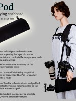 Tripod padded carrying case called Pho-Pod worn with Pho-Reel Plus camera shoulder strap